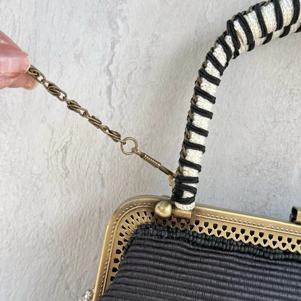 Vtg New Beaded Zebra Handbag Purse Coldwater Creek Mint Condition Never Used 666